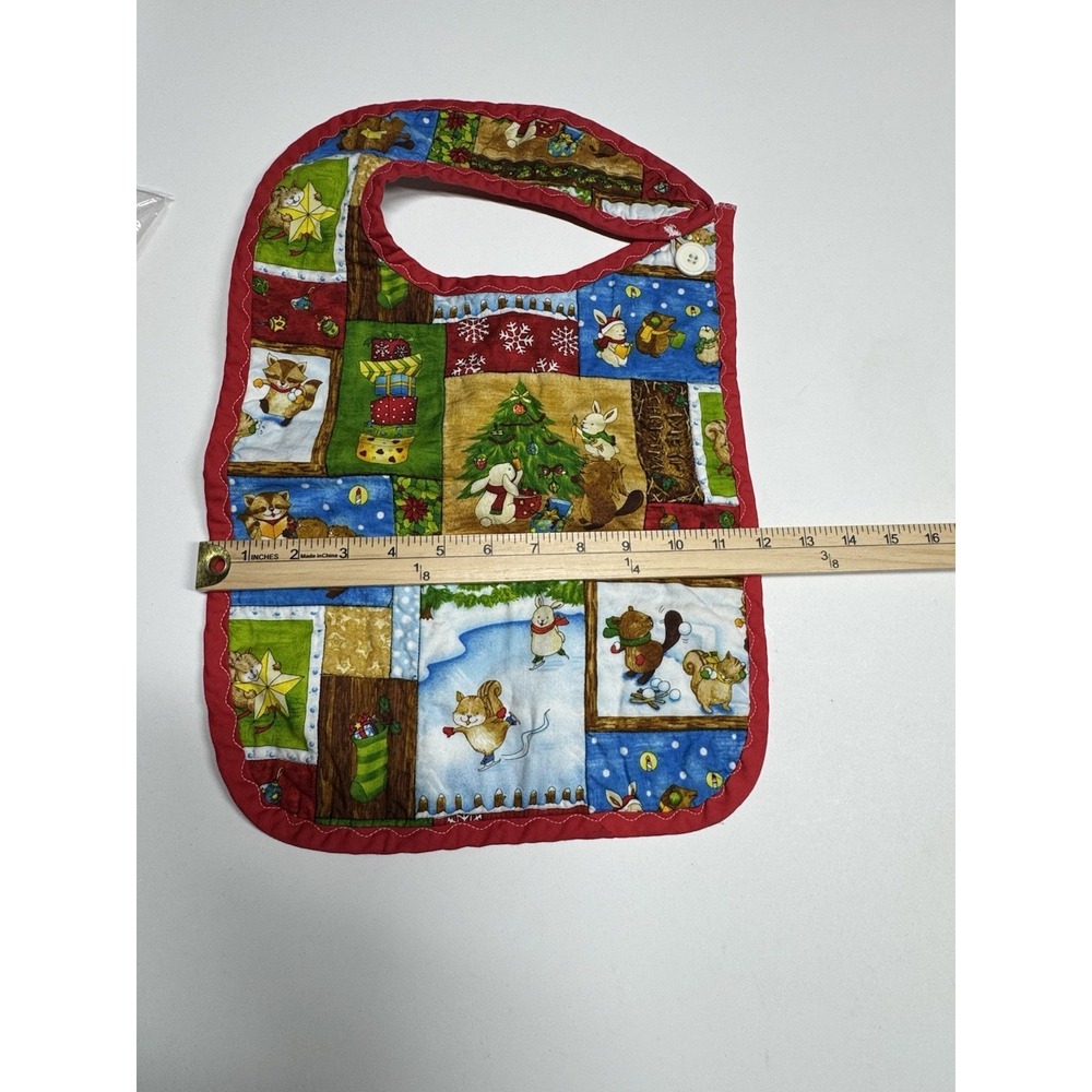 Vintage Baby's Christmas Reindeer Wildlife Bib Terry Cloth 1980's - Picture 3 of 4